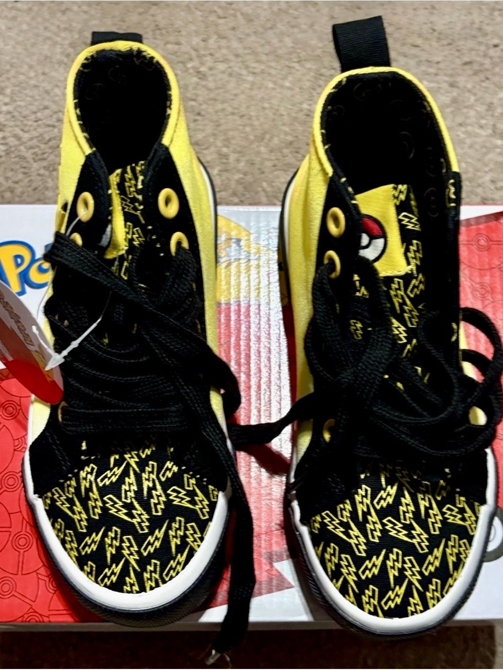 Pokémon Pikachu yellow high top canvas sneakers sz 12 Toddler NWT